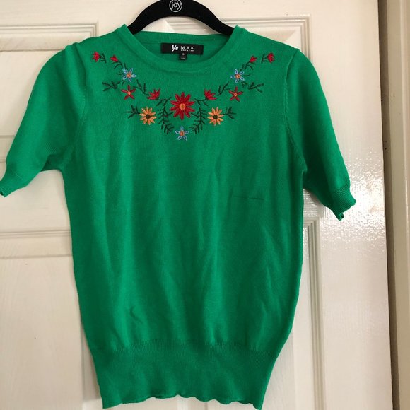 pinup girl clothing Tops - SOLD MAK Green Floral Pullover Small
